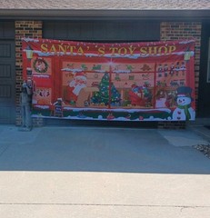 Christmas Garage Door Banner Santa’s Toy Shop Garage Door Cover 6×13 FT