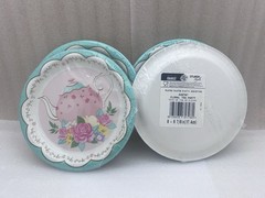 Floral Tea Birthday Party 3-Tier Cupcake Stand & (32pcs) 7in Paper Plates NEW