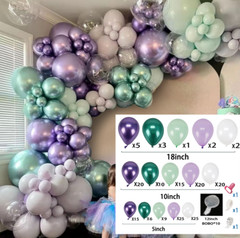 185 Pieces Arch Kit Purple Green Latex Balloons Party Decoration