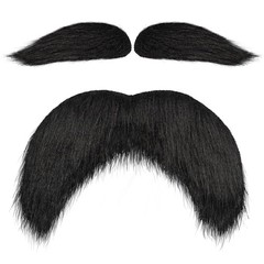 Black Fake Mustache and Eyebrows Set, Self Adhesive Fake Beard, Novelty Reali…