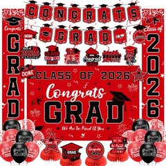 Graduation Decorations 2026 Red Set, Congrats 60 inches by 40 inches,