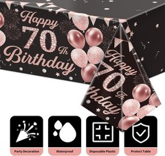 3 Pack 70Th Birthday Decorations for Women – Happy 70Th Birthday Tablecloth, Bla