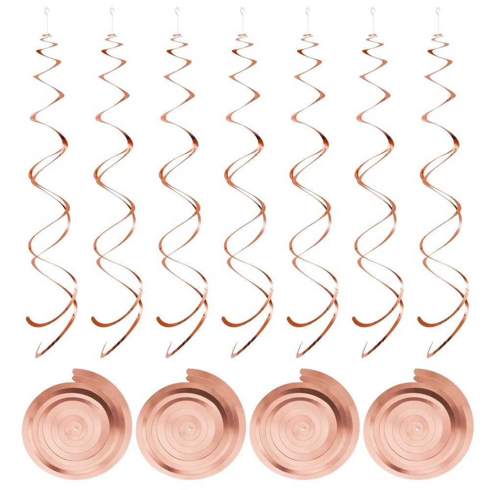 30 PCS 27.6 Inch Rose Gold Foil Hanging Swirl Streamers Ceiling Decorations