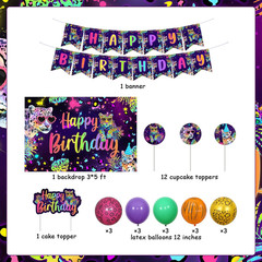 Rainbow Cheetah Birthday Decorations for Boys Girls – Leopard Print Happy Birthd