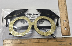 3 Graduation Novelty Glasses – Gold sparkle rim w/ grad hats- NEW in package