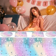 Magical Iridescent Birthday Set – Includes 20 Plates & Napkins for Easy Parties
