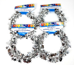 Unbranded Party Birthday Decoration Silver 25 Ft Stars Tinsel Wire Garland Lot 4