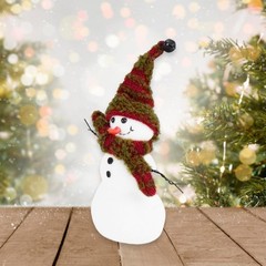 Snowman Plush Dolls with Striped Hat and Scarf Christmas Festival Desk Ornament