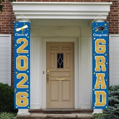 Graduation Decorations Class of 2026, Blue & Gold Congrats Grad Banner Hanging F