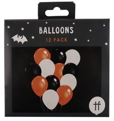 NEW HALLOWEEN White Black Orange 12” BALLOON Pack of 12 Latex
