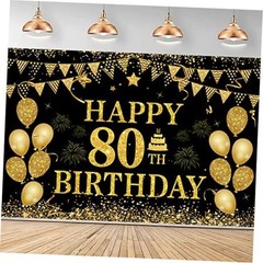 80th Birthday Decorations for Men Women – Happy 80th Birthday Black Gold 80th