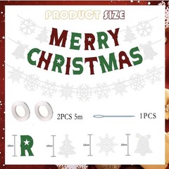 Glitter Merry Christmas Banner Snowflake Party Decor Supplies Red Green White