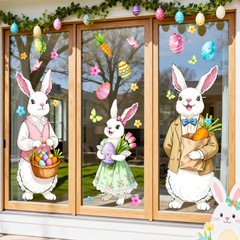Easter Window Cling Extra Large Easter Bunny Decals Rabbit Egg Carrots Double-Si