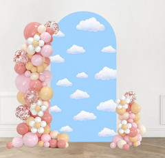 Farm Blue Sky White Clouds Arch Backdrop Cover Birthday Photo Background Party
