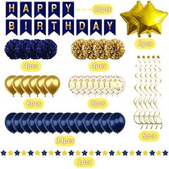 Birthday Decorations for Men Navy Blue and Gold Happy Birthday Decorations wi…