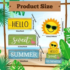 Hello Summer Tiered Tray Decor – 4 Rustic Wooden Centerpieces for Festivities