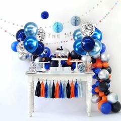 4 Set Metallic Blue Silver Balloon Stand Centerpiece Table Decorations for Me…