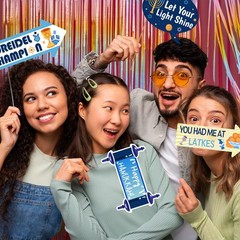 Hanukkah Photo Booth Props Set 10-Piece Blue Jewish Party Decorations Funny