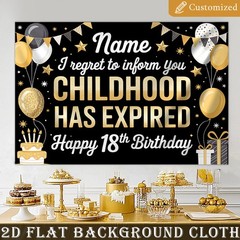 Custom Name Text 18th Birthday 2D Flat Banner Balloon Party Birthday Backdrop☋