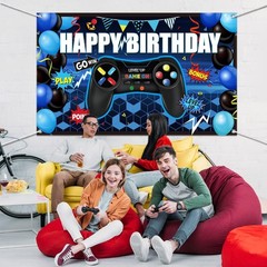 Vibrant Gaming Birthday Backdrop for Perfect Photo Ops – 70.8 x 43.3 Inches