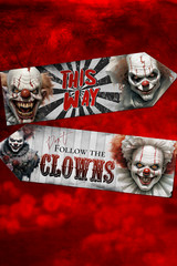 4 Horror Clown Halloween ‘CarnEvil’ Party Decoration Arrow Signs