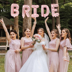 16 Inch Rose Gold BRIDE Balloon Banner – Large Mylar Letter Balloons for Bridal