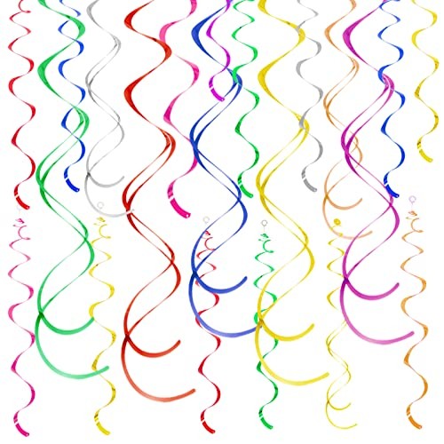 Colorful Ceiling Swirl Foil Decorations Hanging Plastic Streamer Muticolor 1