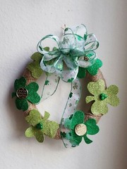 GREEN SHAMROCK ST PATRICKS WREATH WINDOW DOOR FARM HOUSE DECOR