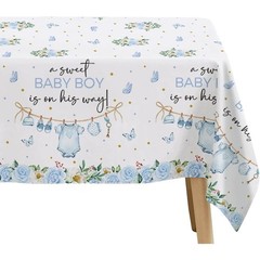 Blue Baby Boy Baby Shower Tablecloth Set of 3 Greenery Decorations Table Cover
