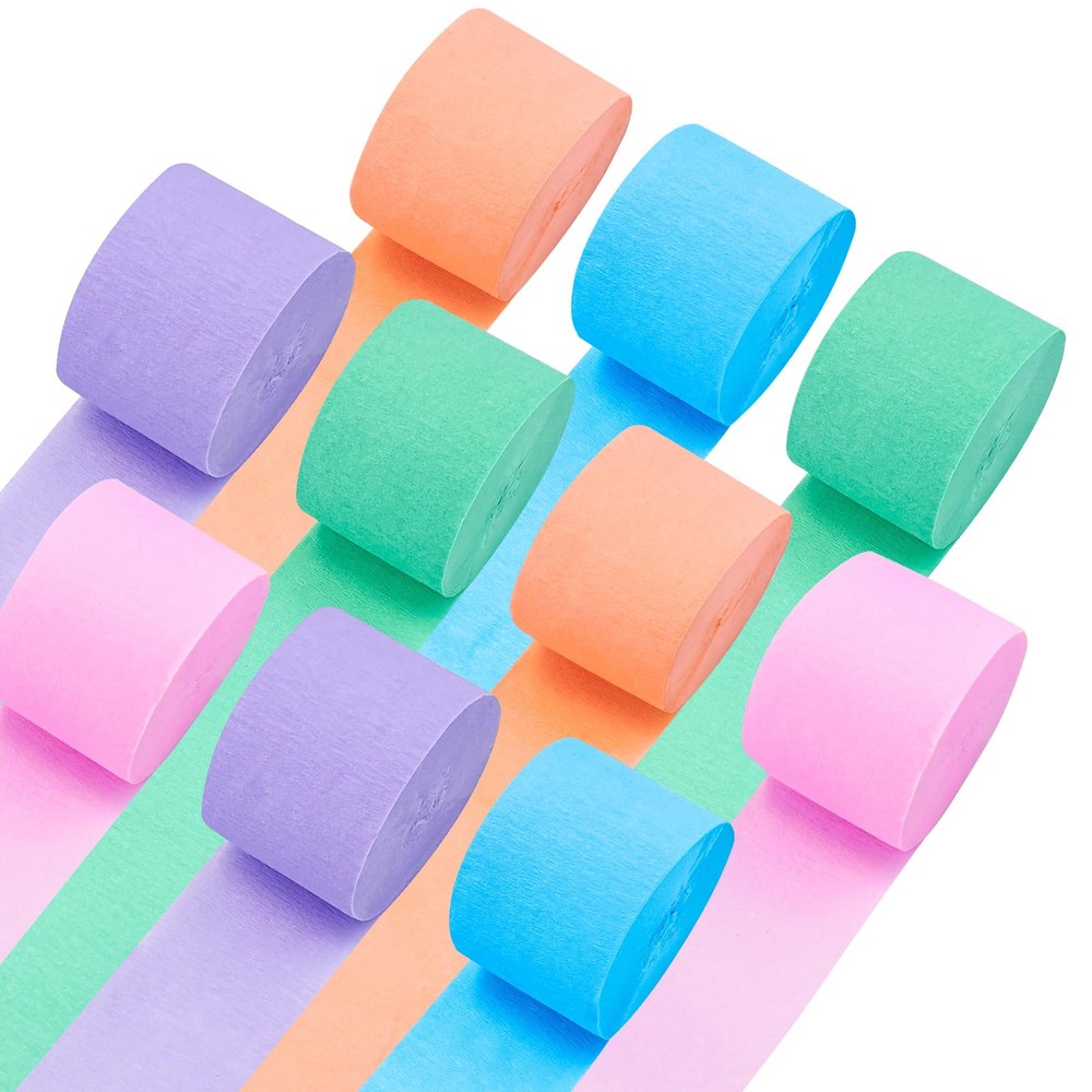 10 Rolls 5 Colors Pastel Crepe Paper Streamers Party Rainbow Backdrop DIY