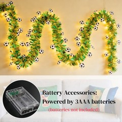 19.7Ft Soccer Garland with Lights,2026 Global Soccer Championship Decor,Shiny…