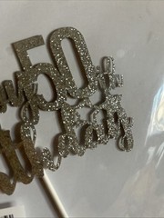 Silver Glitter Happy 50th Birthday Party Decoration (NEW in Package Sealed)