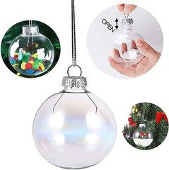 16 Pcs Clear Plastic Fillable Christmas Baubles Ornament, 2.36Inch