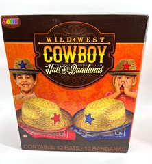 JOYIN Toy Pack 11 Childs WILD WEST Straw Cowboy Hats & Bandannas Kids Parties