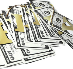Money Theme Decoration KIT Bill Dollar Signs Birthday Banner & Hanging Swirls Mo