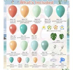 120Pcs Tropical Balloons Garland Arch Kit 12″, 10″, 5″ Balloons Luau-Theme Party