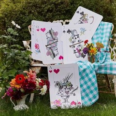 8 Reusable Oversized Playing Cards – Alice in Wonderland Party Decor, Mad Hatter