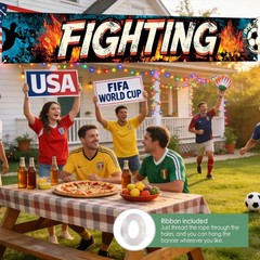 World Cup Decorations 118×20 Inches Polyester World Cup Party Yard Banner Soc…