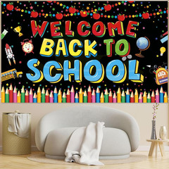 Welcome Back to School Decorations Banner Backdrop Black First Day of School Gar