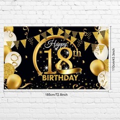 Stunning Extra Large Black Gold Fabric Backdrop for 18th Birthday Celebrations