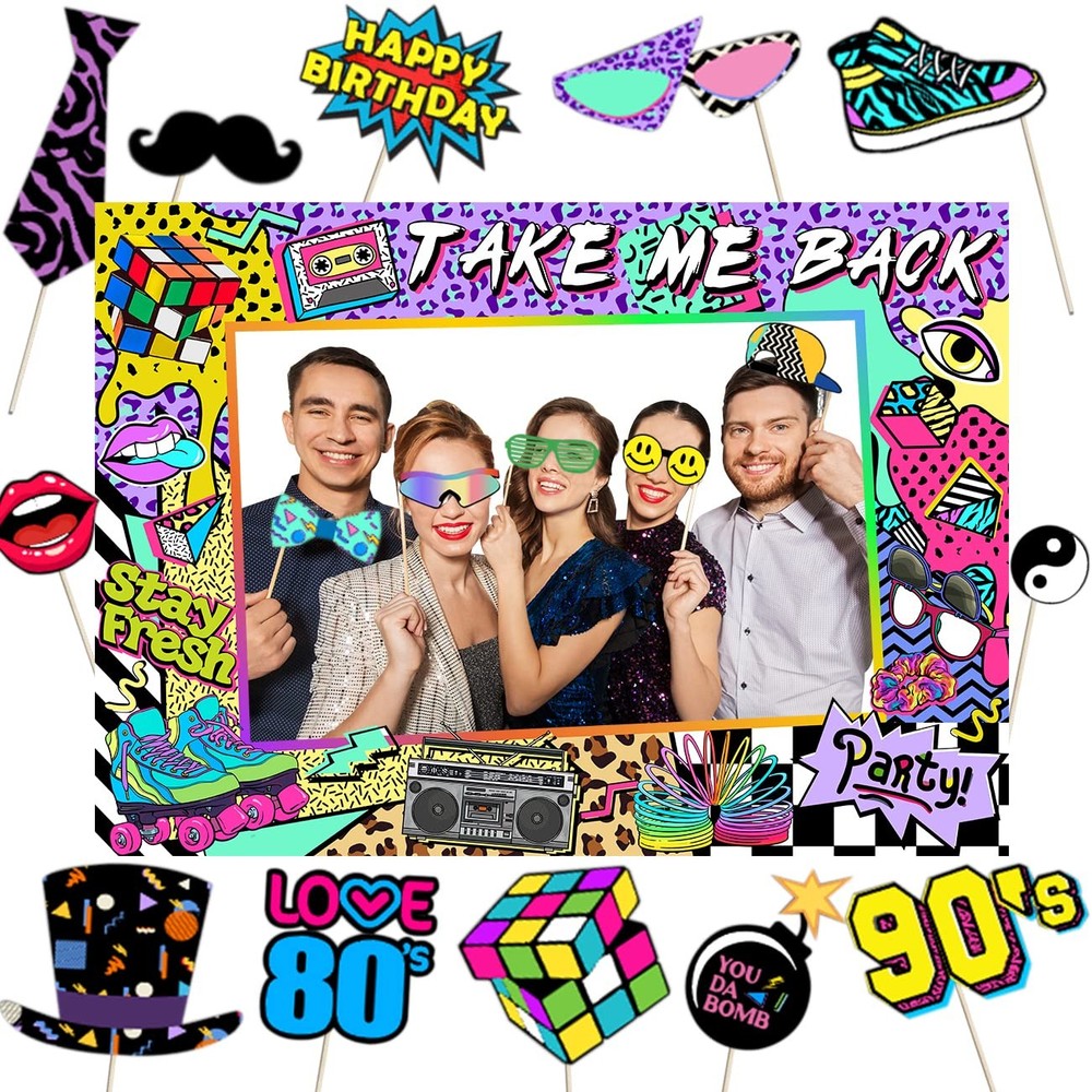 90s Themed Party Decorations for Adults, 1990s Throwback Multi Color
