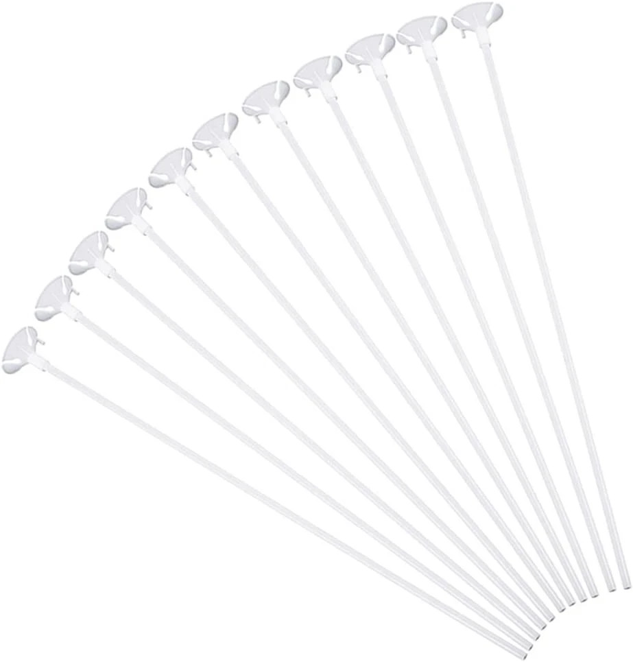 50 Pieces Plastic White Balloon Sticks with Cups for Party, Valentine’S Day, Wed