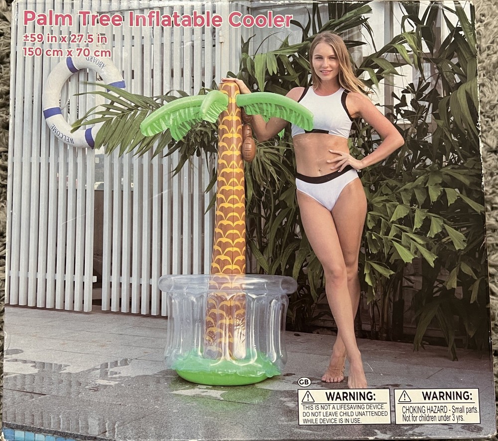 59×27.5 Inflatable Palm Tree Cooler Pool Party Drink Holder Beach Decor Fun. New