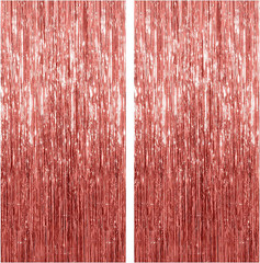 2 Pack Rose Gold Backdrop Birthday Decorations Foil Curtain Bachelorette Party D