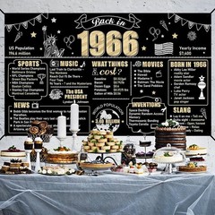 Large Black Gold 60th Birthday Backdrop – Perfect for Celebrating 1966 Themes