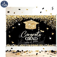 2026 Graduation Decorations Black and Gold Backdrop 71×43 inch for Grad Party
