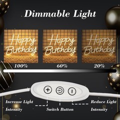 Happy Birthday Neon Sign for Backdrop, LED Happy Birthday Light up Sign, USB