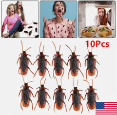 10Pcs Fake Roaches Realistic Plastic Roach Bugs Fake Cockroaches Insect USA