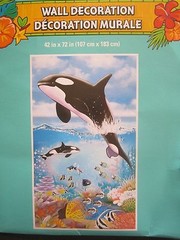 Dolphins LUAU Tropical Blue Ocean 42″x72″ Wall/Door Mural Decoration BRAND NEW
