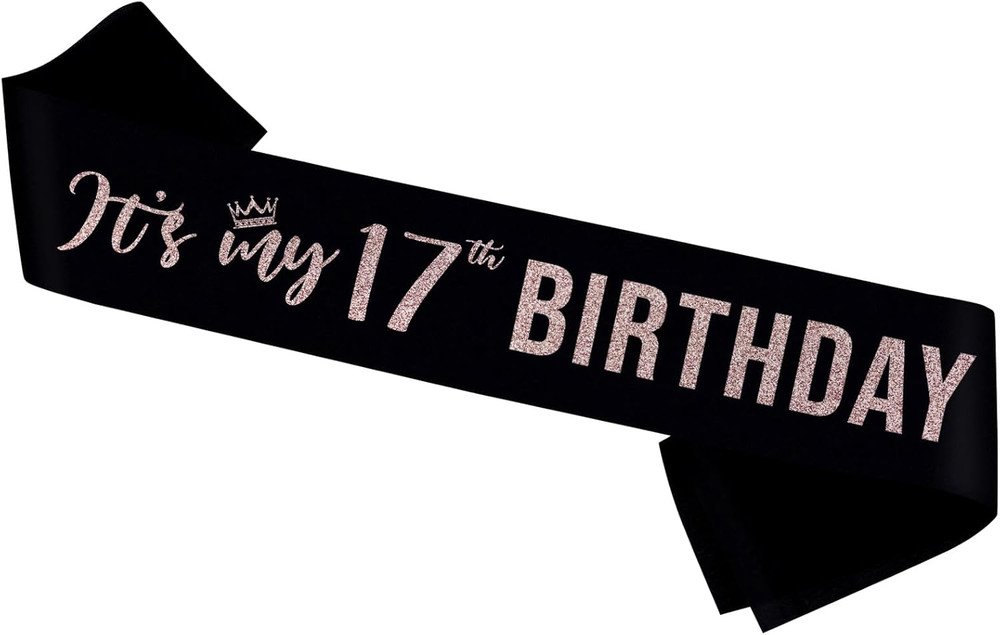 It’S My 17Th Birthday Sash,17 Years Old Sash,Rose Gold Glitter 17Th Birthday Gif